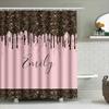 Shower Curtain Custom Name Color Glitter Gold Dripping Design Waterproof Fabric Pink Shampoo Bath Mat Decoration Ho