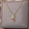 Coloful Christmas Tree Neckalces For Women Stainless Steel Gold Color Tree Pendant Neckalce Party Christmas Jewelry Gift Femme