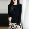 Women's Solid Color Wool Knitwear: Single-Breasted, Long-Sleeve, Round Neck, 2025 Autumn Collection