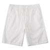 Summer Thin Grey Cotton and Linen Capre Pants, Men's Solid-color Loose Straight Stretch and Tight Waist Beach Casual Shorts