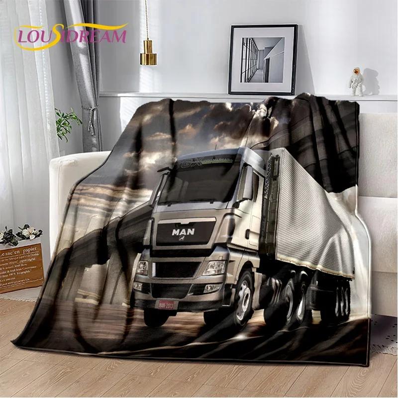 Coperta morbida in flanella 3D con motivo Camion per Letti Camera da letto Divano Picnic, Coperta da lancio per Coprire Tempo libero all'aperto Riposo Regalo