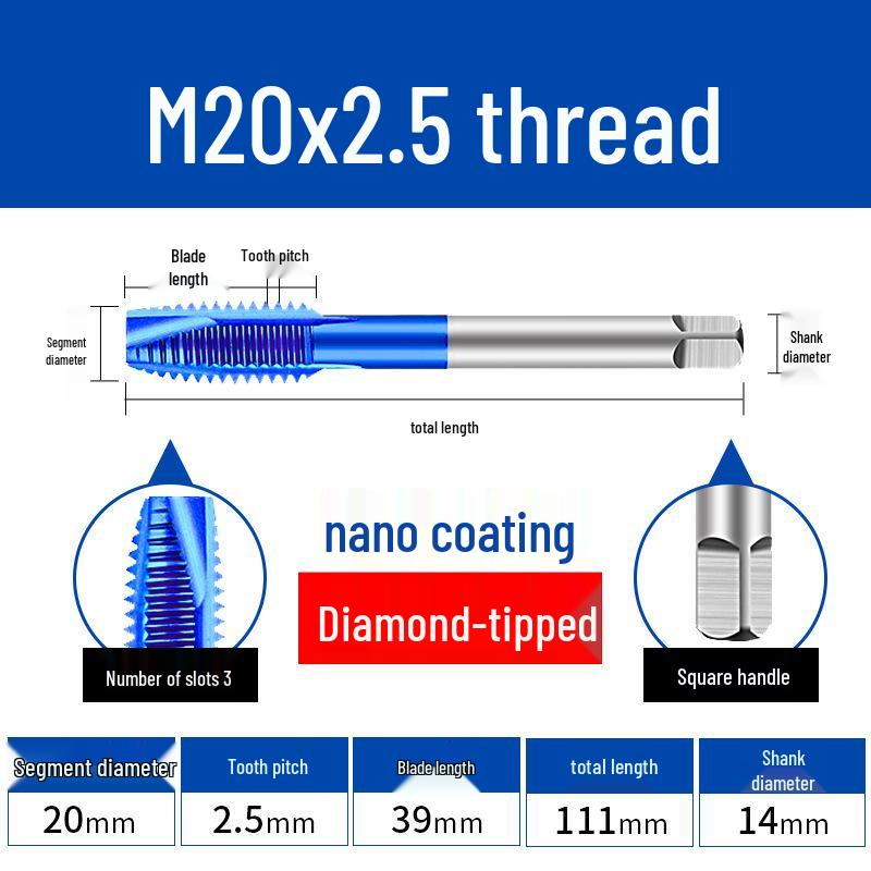 Cobalt Blue Nano-Coated Stainless Steel Spiral Tap Drill Bit Set M2-M8
