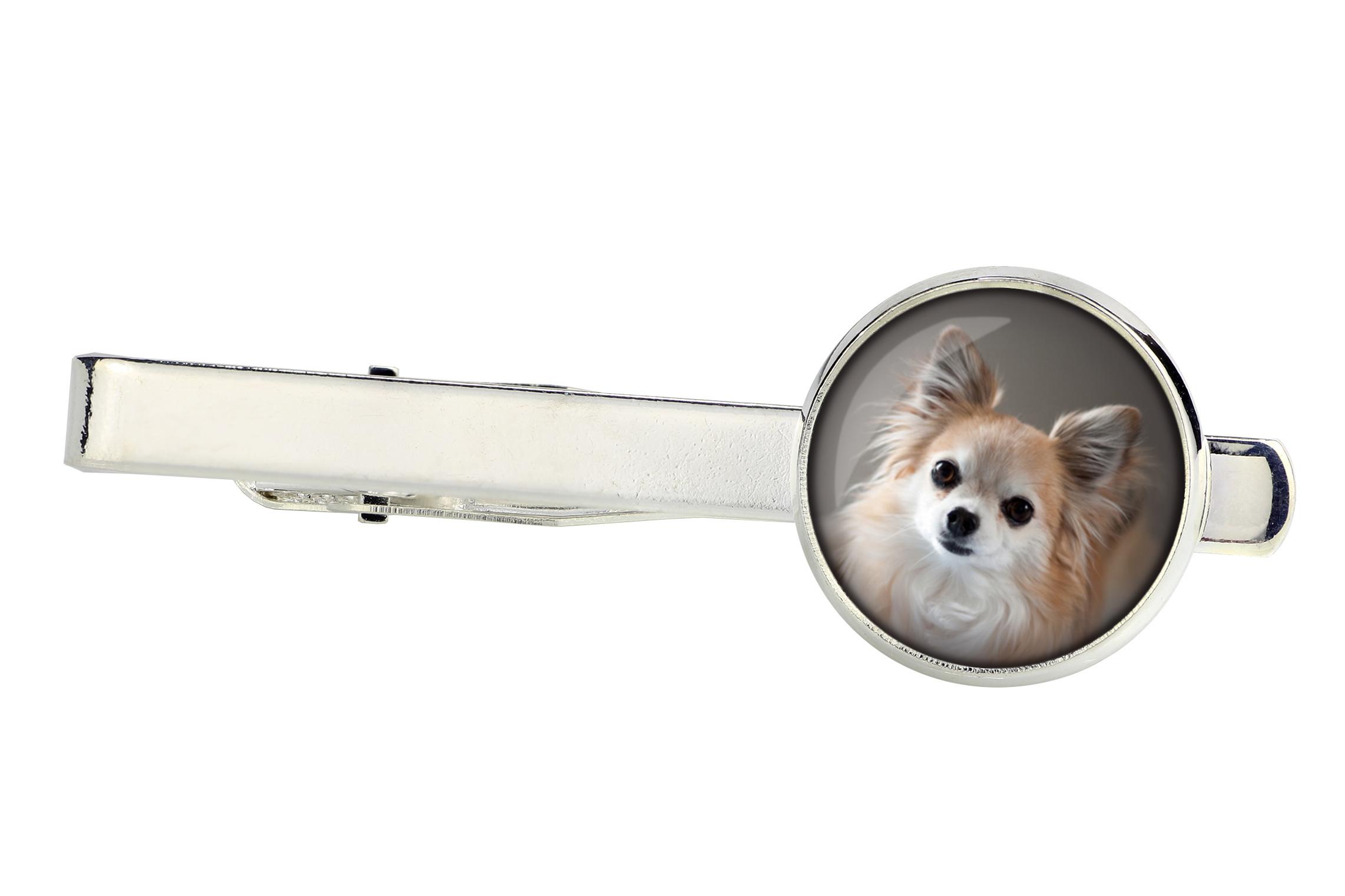 

Chihuahua long-haired - tie clip, ornament, jewelry for an evening outfit by Art-Dog срібний