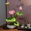 Bonsai Lotus Zen Arrangement: Elegant Artificial Flowers for Teahouse Décor