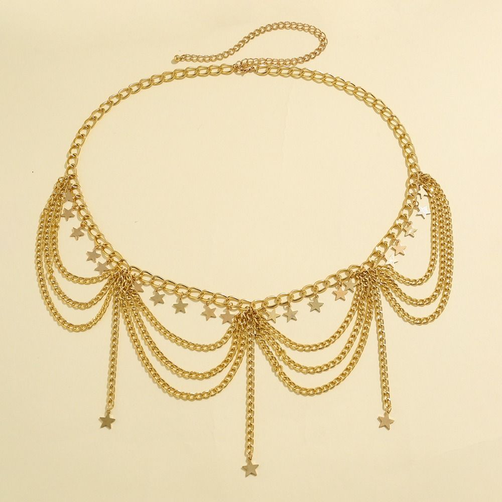 Gold Pearl Tassel Waist Chain Body Jewelry Metal Body Chain Tassels   Beach Accessories