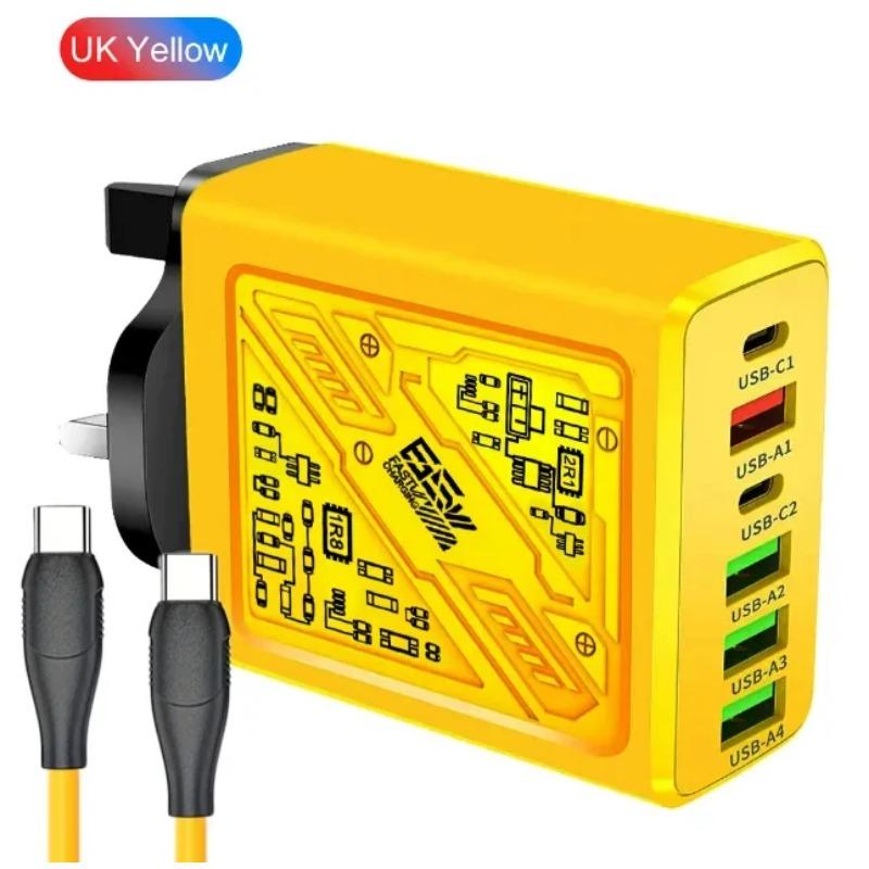 PD 65W Ladegerät USB C Schnellladung 6 Anschlüsse Handy-Ladegerät USB Typ C Ladegerät Für iPhone Xiaomi Handy Adapter EU US UK Stecker