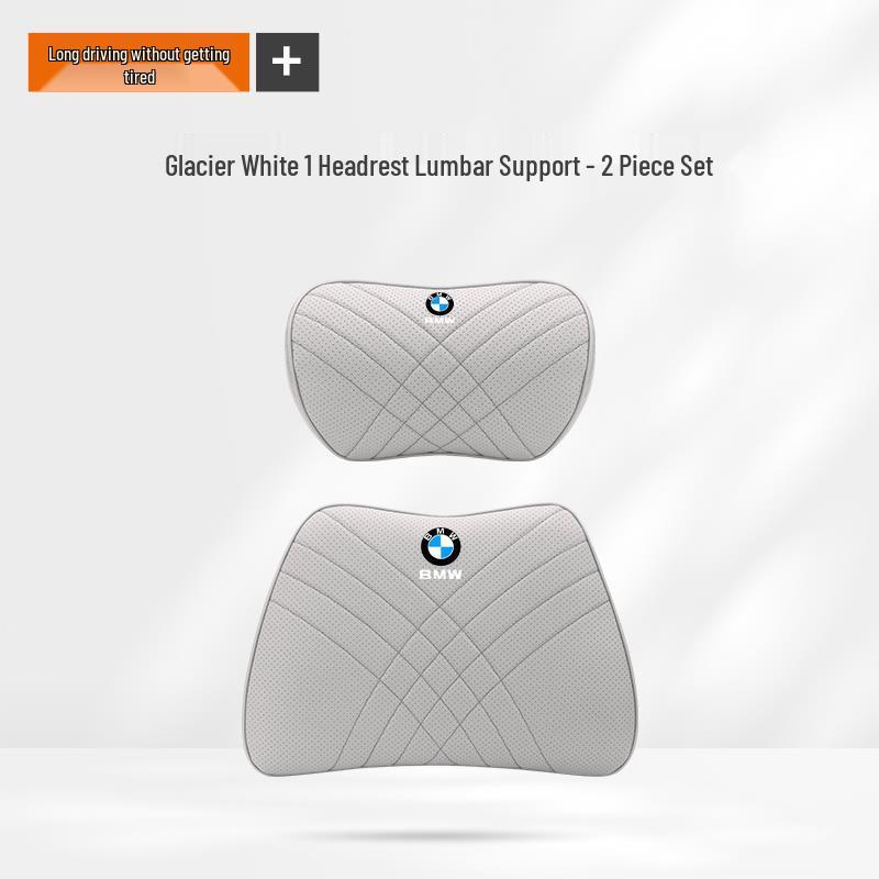 BMW Neck & Lumbar Support Pillow - Fits 1, 3, 5, 7 Series, X1, X3, X5, X6 - Car Interior Accessory