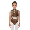 Girls Gymnastic Leotard Sparkly Rhinestones Patchwork Asymmetric Sleeve Design Back Hole Out Crotch Press Buttons Dance Unitard Competition Bodysuit