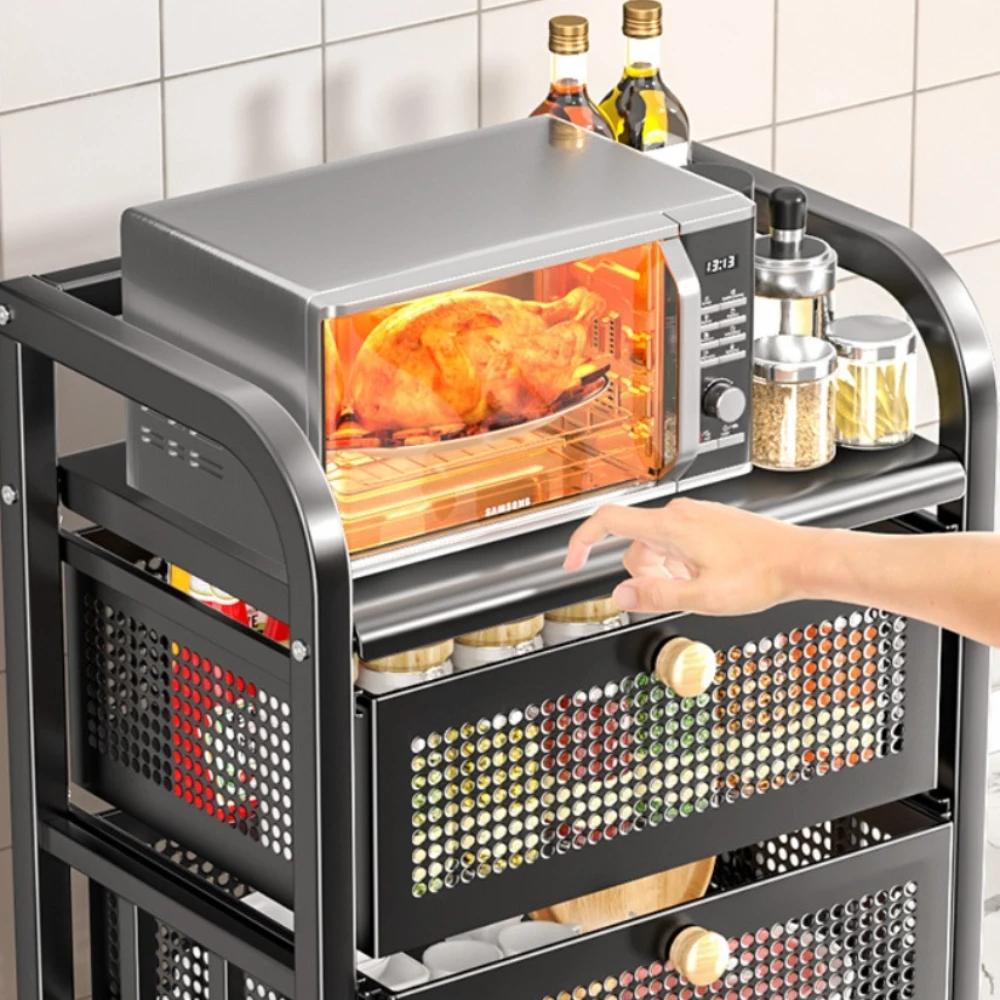 Bar Trolley Cart Kitchen Shelf Breathable Fruit Basket Corner Multi-Layer Rack Storage Rack Wine Trolley Bar Cart For Kitchen