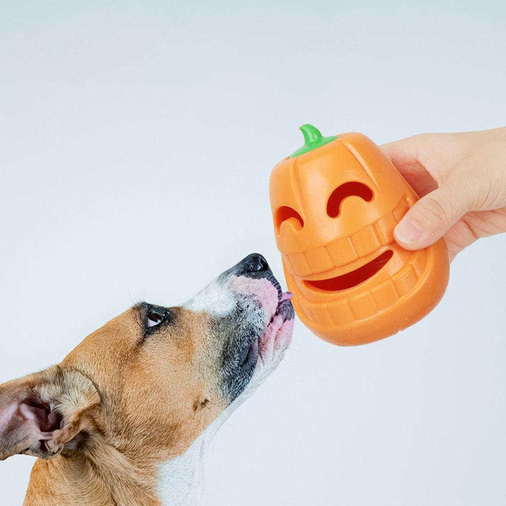 Halloween Pumpkin Chew Treat Dispenser Dog Toy - Interactive Fetch Toy for Dogs, Boredom Buster Pet Supplies,