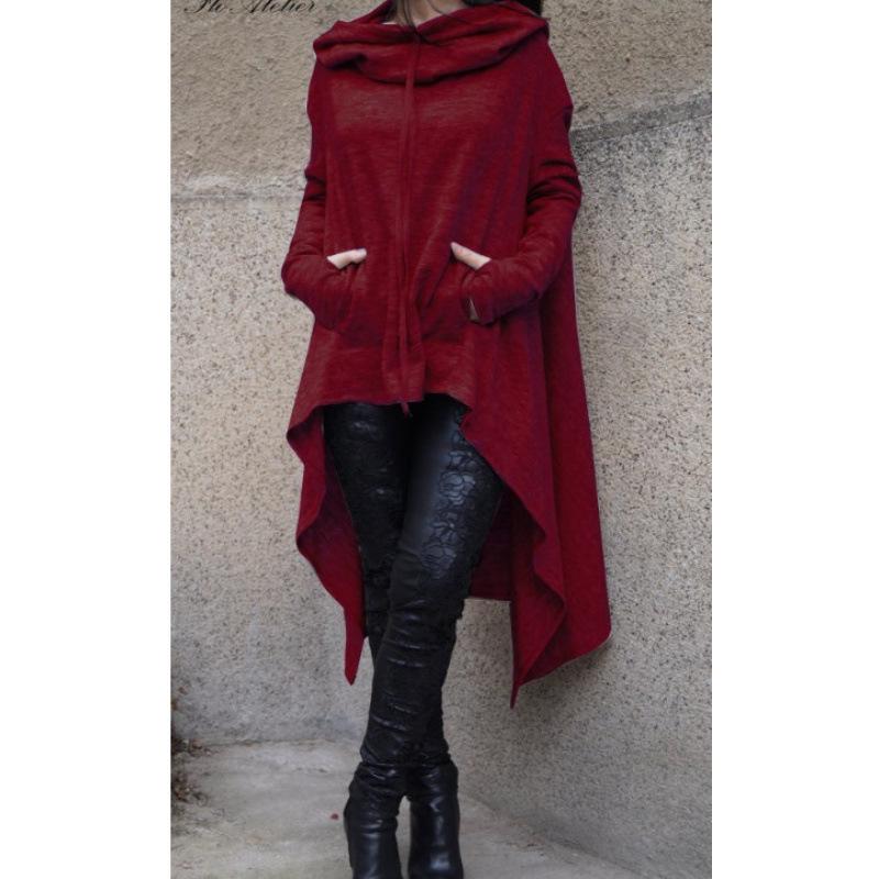 9308#2025 Felpa Lunga con Cappuccio Manica Lunga Monocolore Stile Europeo & Americano Autunno Inverno