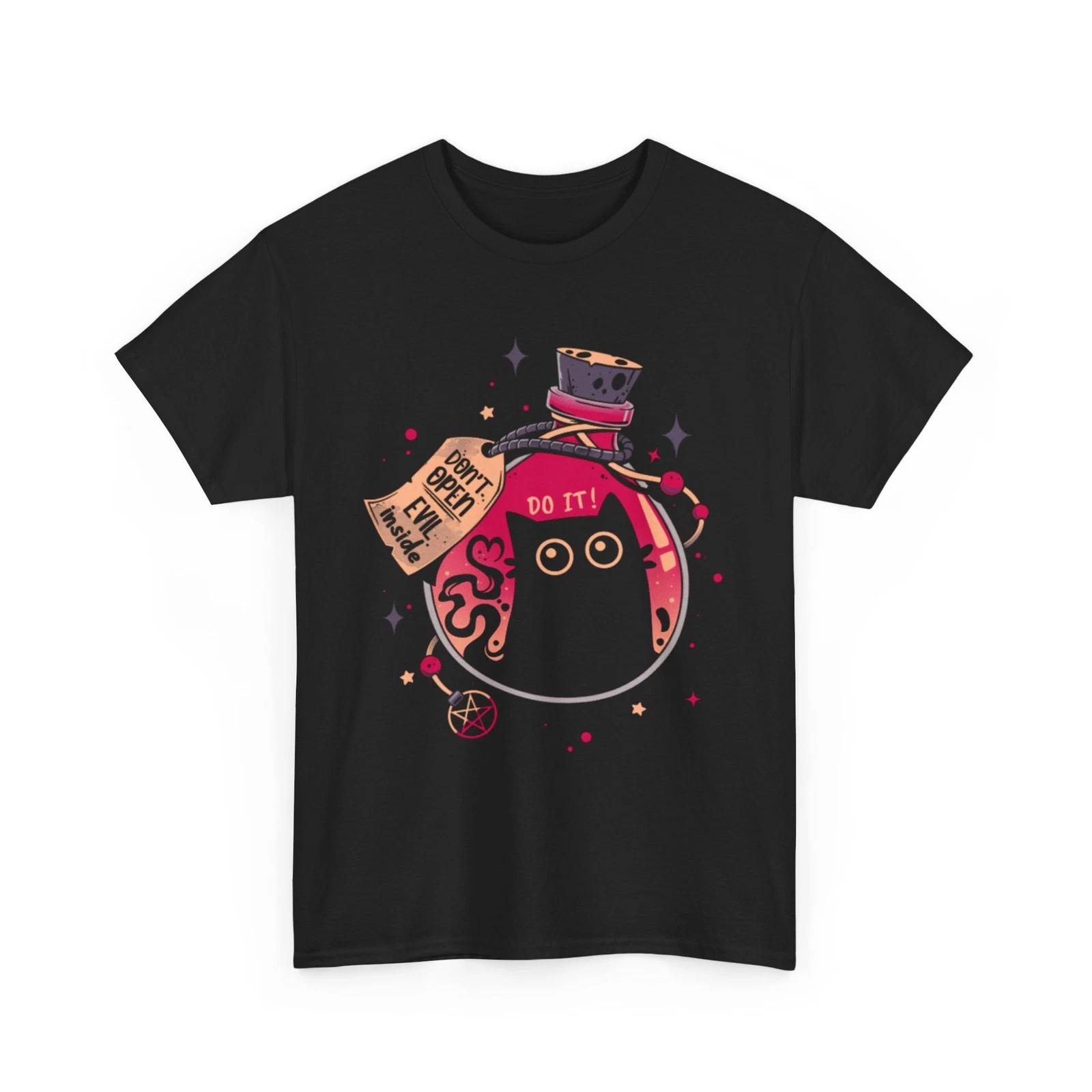 Bottled Menace | Ghost Cat Shirt | Don t Open Evil Inside, Evil Cat, Do It Shirt XL