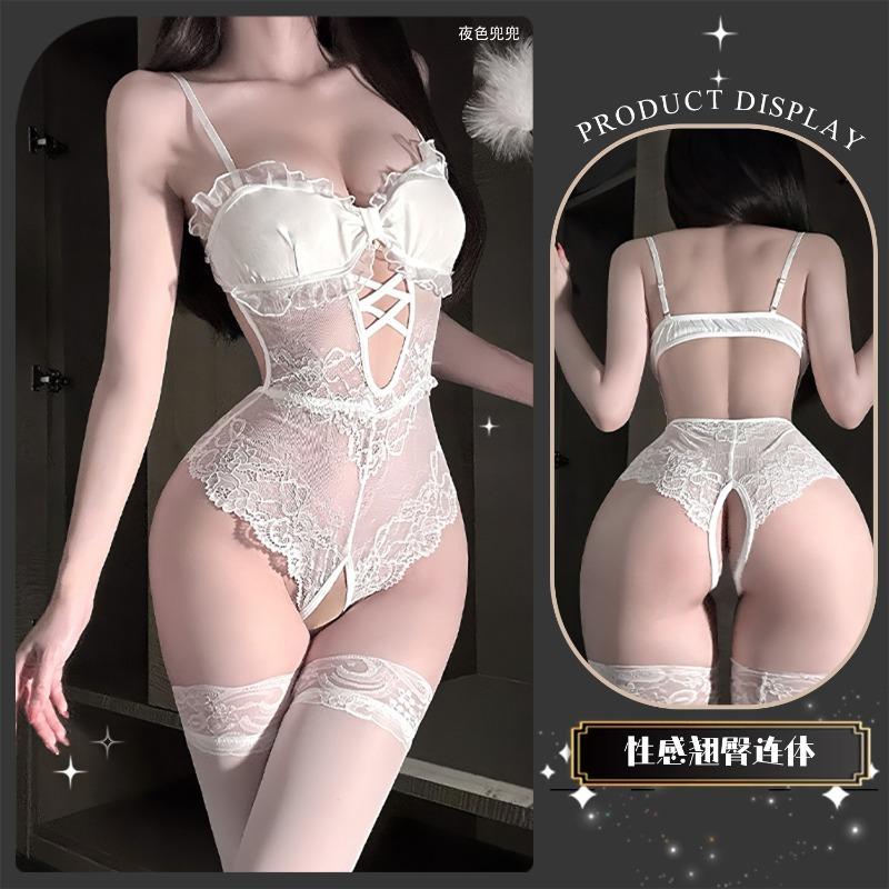 Sexy Lingerie Sexy Suspender Lace Seduction Nightdress Hot Open Onesie Women's Pajamas Perspective Uniform