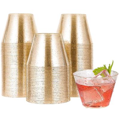 50 Adet/Set 270ml Tek Kullanımlık Plastik Bardak Simli Viski Meyve Suyu Mousse Bardağı Parti İçin Şampanya Kadehi