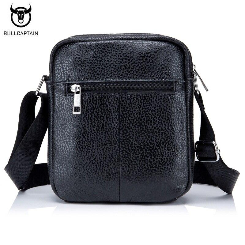 BULLCAPTAIN Brand Design Men Bag Genuine Leather Fashion Men Small Flap Shoulder Crossbody Bags Casual Man Messenger Bag