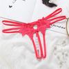 Women Sexy Lace Panties Thongs Pearl Pendant Lace Embroidery G-String T-Back Briefs Underwear Adjustable Ladies Panties Lingerie