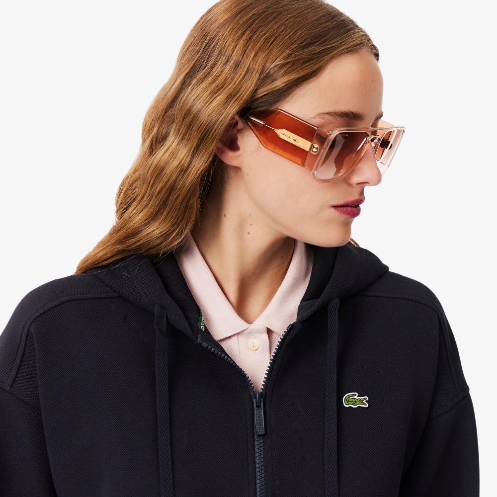 Lacoste Women's Double-Face Piqué Hooded Zip-Up Sweatshirt SF5272-56GHDE