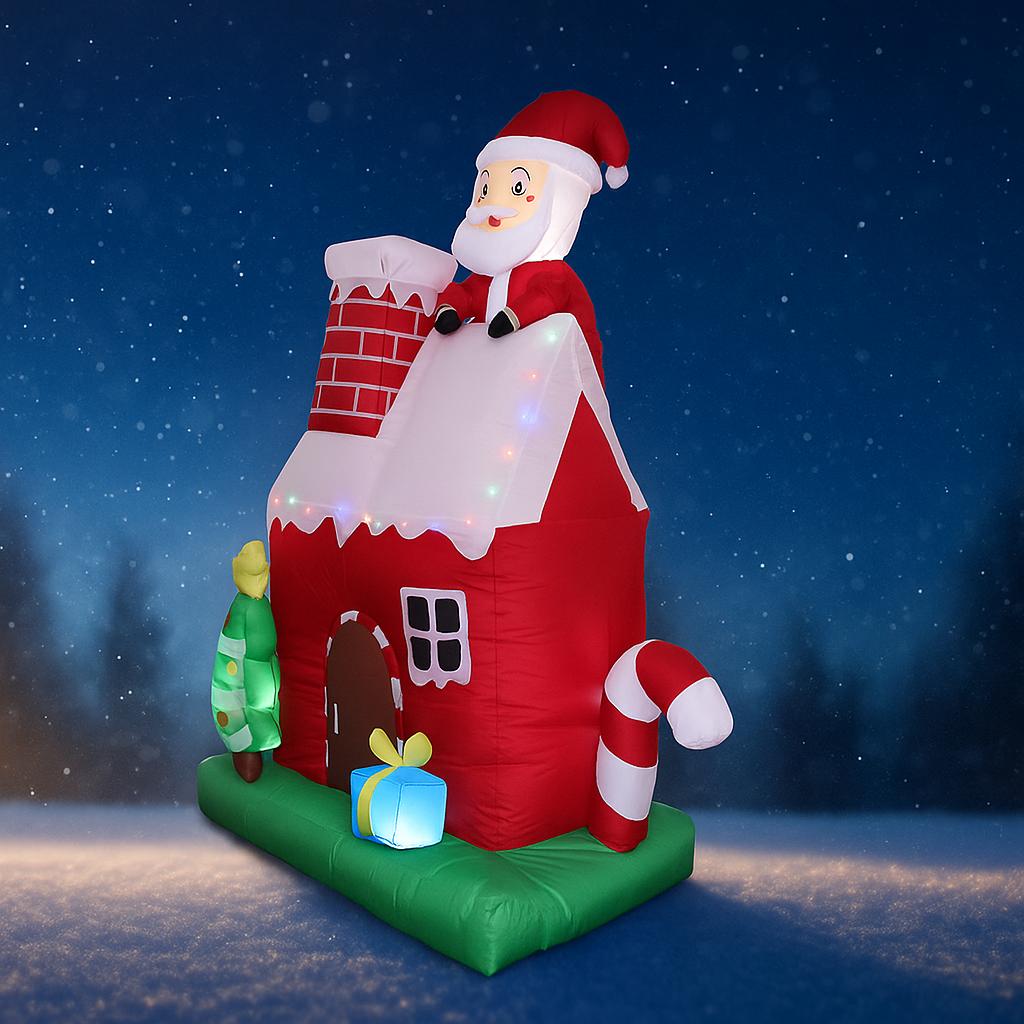 6.8FT Inflatable Christmas House Decor Santa Xmas Festive LED Home Ornament Xmas Gifts Toy Supplies Decorations Xmas Yard Decor