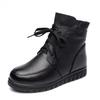Women Snow Boots Vintage Genuine Leather Natural Wool Fur Winter Warm Ankle Boots For Women Flat Mother Shoes Wer4