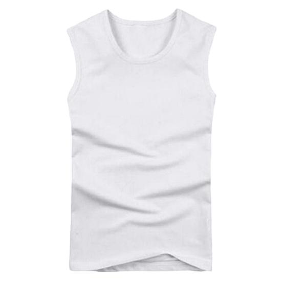 Pánské jednobarevné bez rukávů s kulatým výstřihem vesta slim fit fitness tílko spodní prádlo