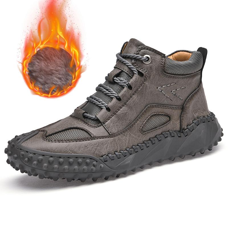 Autumn and Winter New Men's Casual All-Matching Sports Fashion Mid-Top Leather Shoes plus Size Handmade Shoes