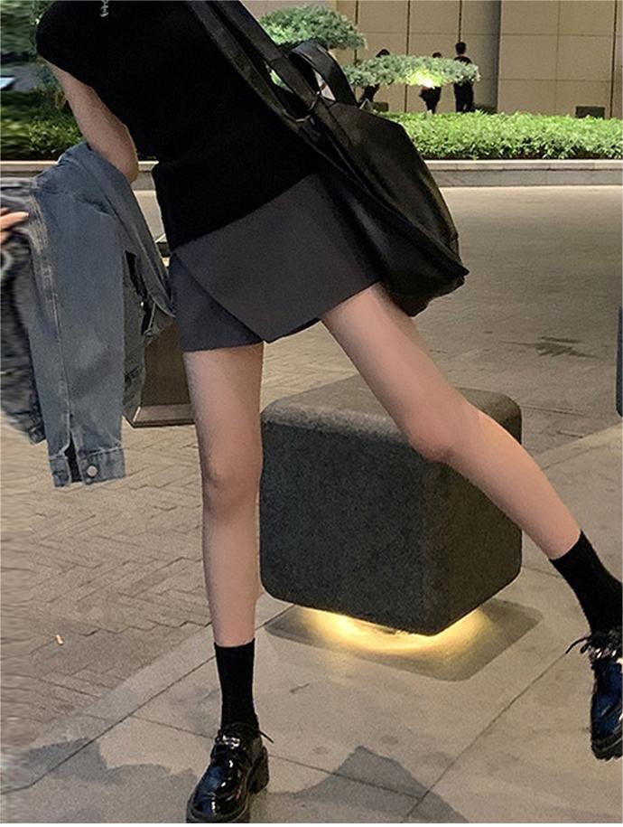 2025 Summer High-Waist Slimming A-Line Skirt Shorts for Women - Casual Petite Hip-Wrapping Style