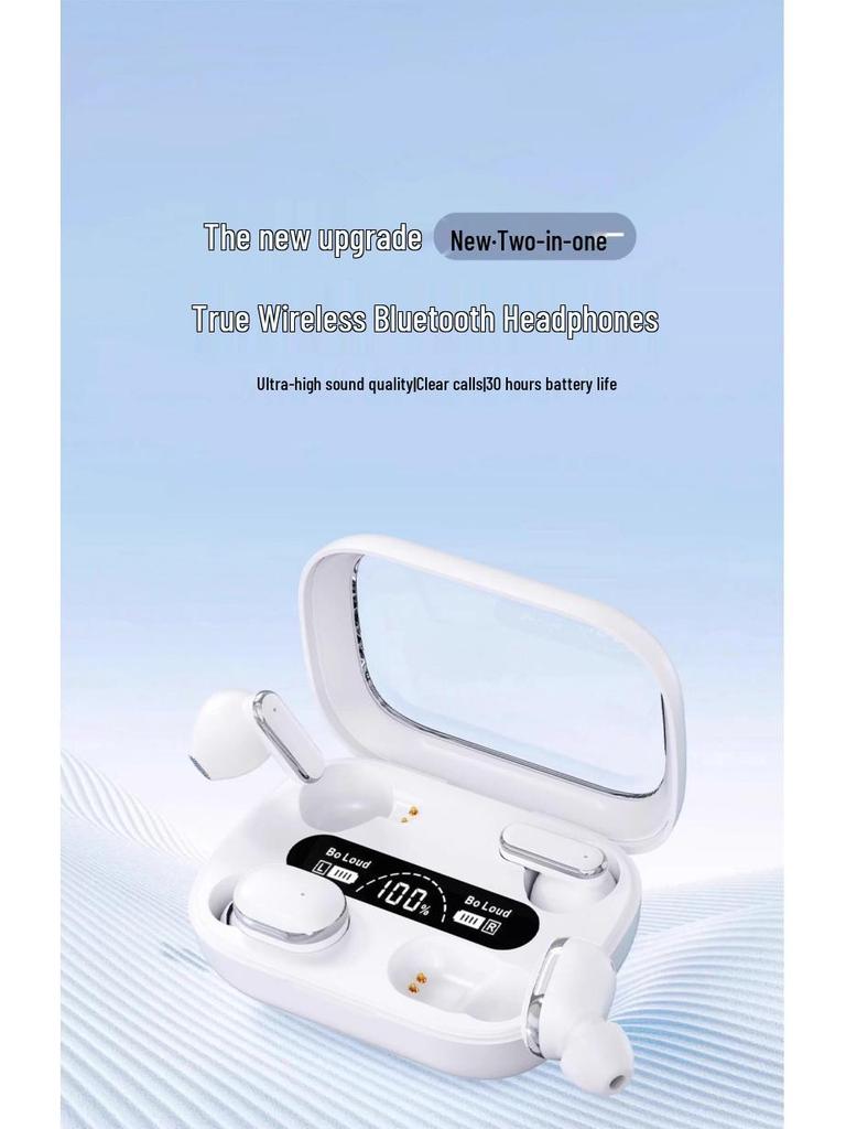 Q8 High-Quality Noise-Cancelling Bluetooth Earphones with Digital Display, Comfortable Fit, Sports-Ready, Wireless 5.4 Core