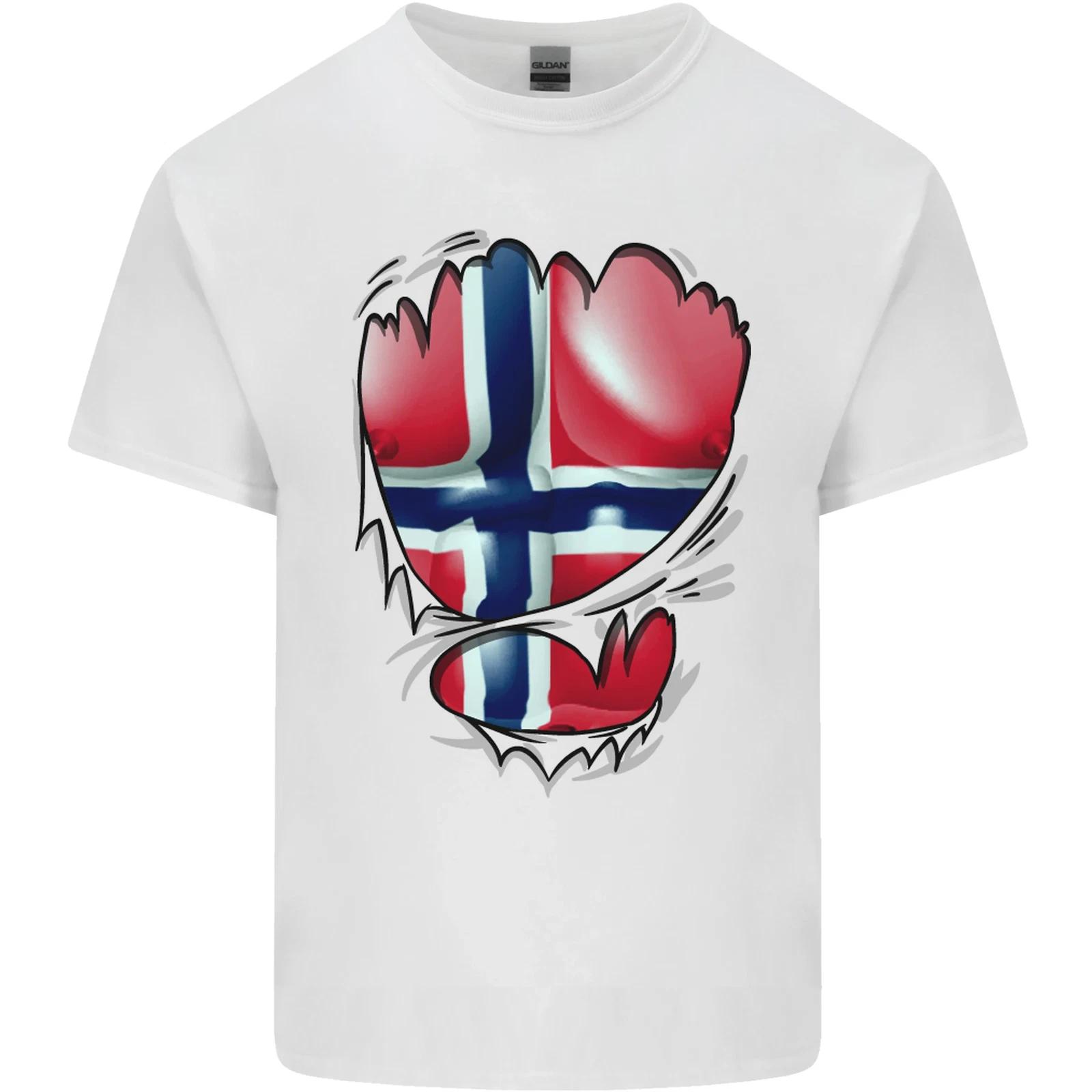 

Gym Norwegian Flag Ripped Muscles Norway Kids T-Shirt Childrens L