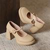 2024 Runway Style Brand High Heels Women Pumps Sandal Mary Janes Fashion Round Toe Platform Chunky Prom Shoes Zapatos De Mujer