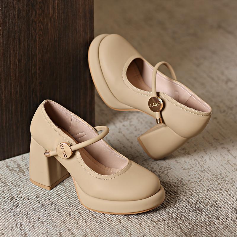 2024 Runway Style Brand High Heels Women Pumps Sandal Mary Janes Fashion Round Toe Platform Chunky Prom Shoes Zapatos De Mujer