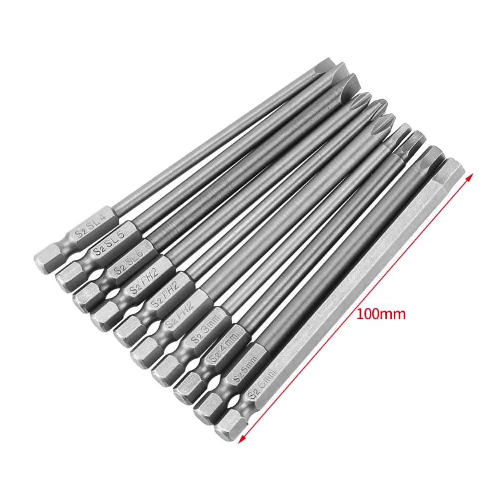 10pcs Magnetic Magnetic Screwdriver Bits 100mm Long Hex Shank Screwdriver Bits For Electric Drills