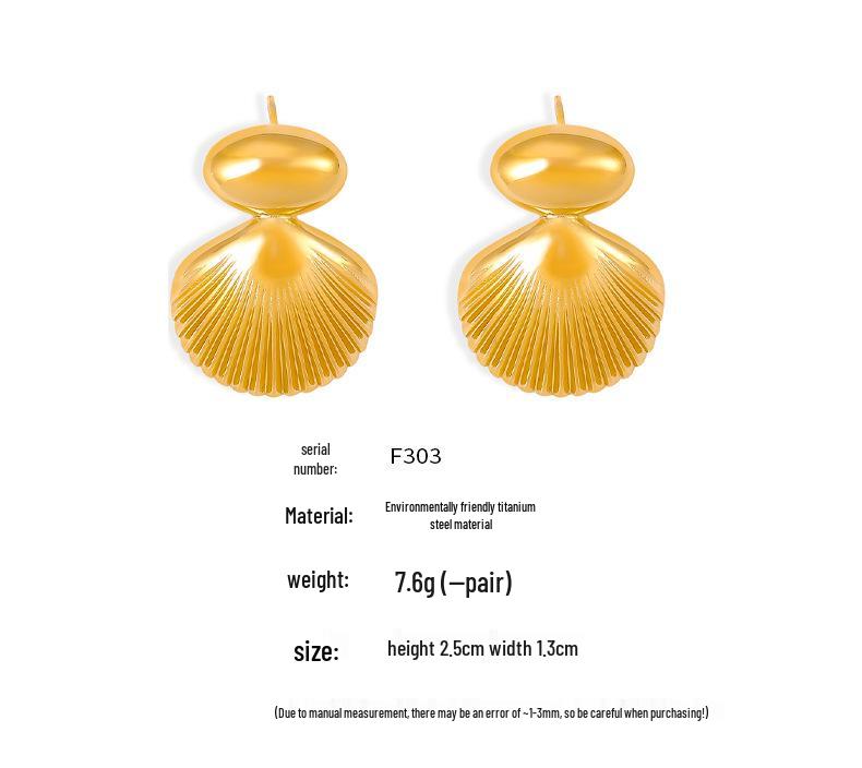 18k Gold Plated Geometric Patchwork Shell Stud Earrings - European & American Style for Women