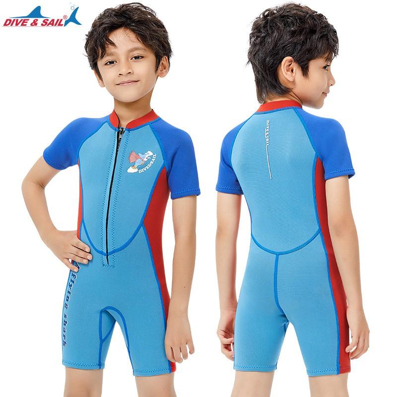 2.5MM Children's Diving Suit Men Middle Warm Swimsuit One-piece Short-sleeved Student Surfing Mother