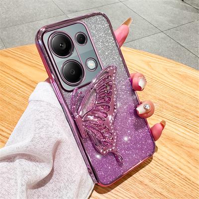 Poznámka14 Pouzdro s tekutým pískem a stojánkem s motýlem pro Xiaomi Redmi Note 14 Pro Plus Note 13 14C 13C 14T POCO X7 X6 C65 Měkký kryt