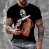 New Men's T-Shirts 3D Skull Printed Black Streetwear Short Sleeve Round-Neck Horror Halloween Man Tops Loose Fashion Gothic Tees