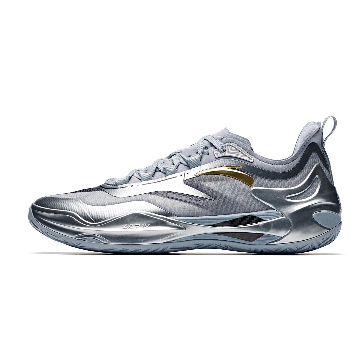ANTA Zap 4 Basketbalschoenen Heren Lage Top Mistgrijs/Zilver/Staalgrijs 41