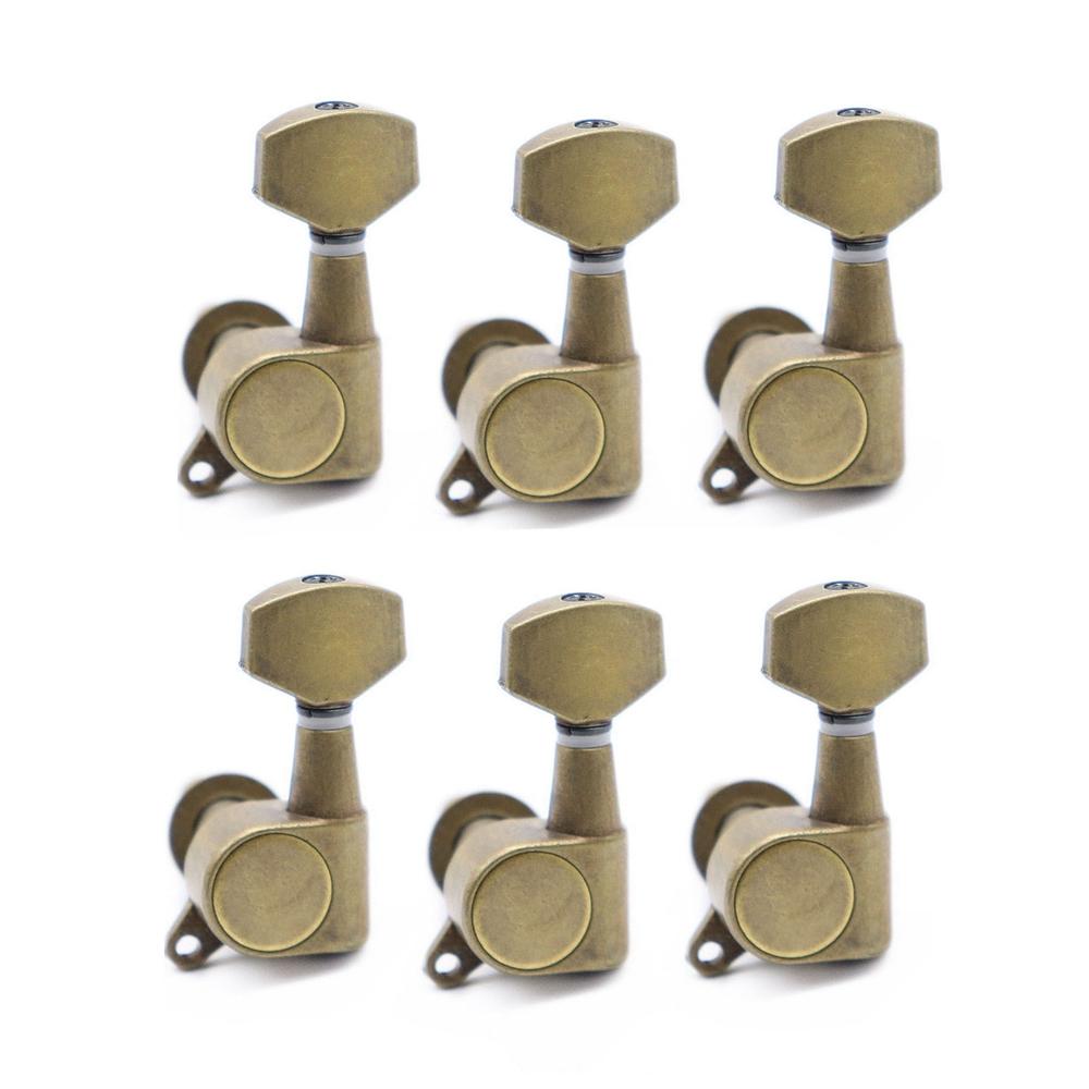 1Set Electric Guitar Tuning Pegs Guitar Tuners Machine Head Small Square Handle Red Copper/Bronze