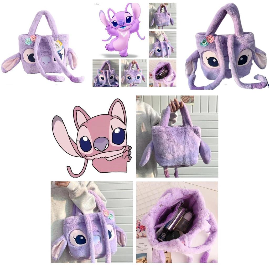Disney Stitch Lavender Angel Shoulder Bag Plush Large Capacity Cute