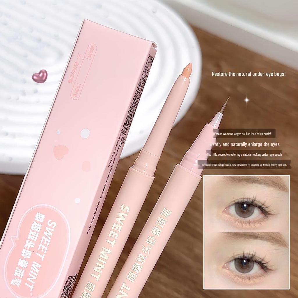 SWEET MINT Dual-Ended Under-Eye Highlight & Liner Pencil: Waterproof, Smudge-Proof, Brightening & Outlining Gel Eyeliner for Women.