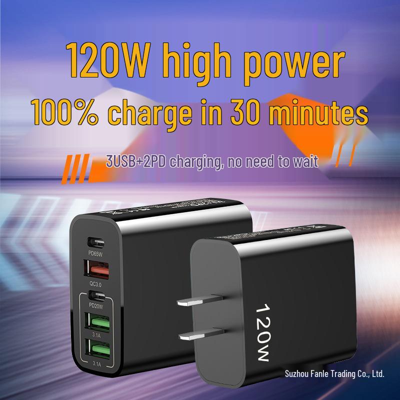 120W Multi-Port USB Charger for Apple, Android, Huawei, Xiaomi, OPPO
