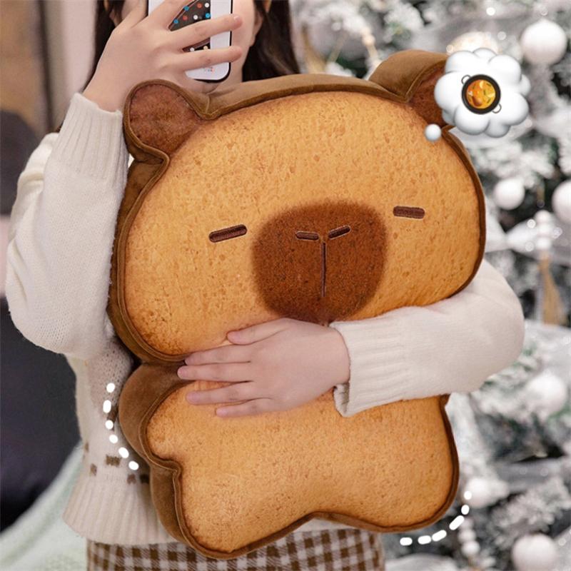 Kawaii Plush Biscuit Capybara Throw Pillow Cute Capibara Cake Cookie Toast Keychain Sofa Cushion Nap Sleeping Toys Birthday Gift