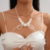 Baroque Imitation Pearl Beaded Bow Sweater Chain Temperament Elegant Necklace