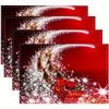 2/4pcs Christmas Theme Santa Claus Sleigh Reindeer Print Placemats, Family Kitchen/Heat-Resistant Placemats, Tabletop Protection, Kitchen Dining Table