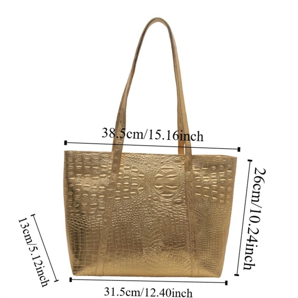 PU Leather Women Handbag Large Capacity Crocodile Pattern Female Shoulder Bag Luxury Commuting Armpit Tote Bag Ladies
