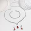 Zinc Zinc Alloy Bridal Jewelry Set Round Droplet Wedding Rhinestone Set Brilliant Necklace Earnail Set  Girls