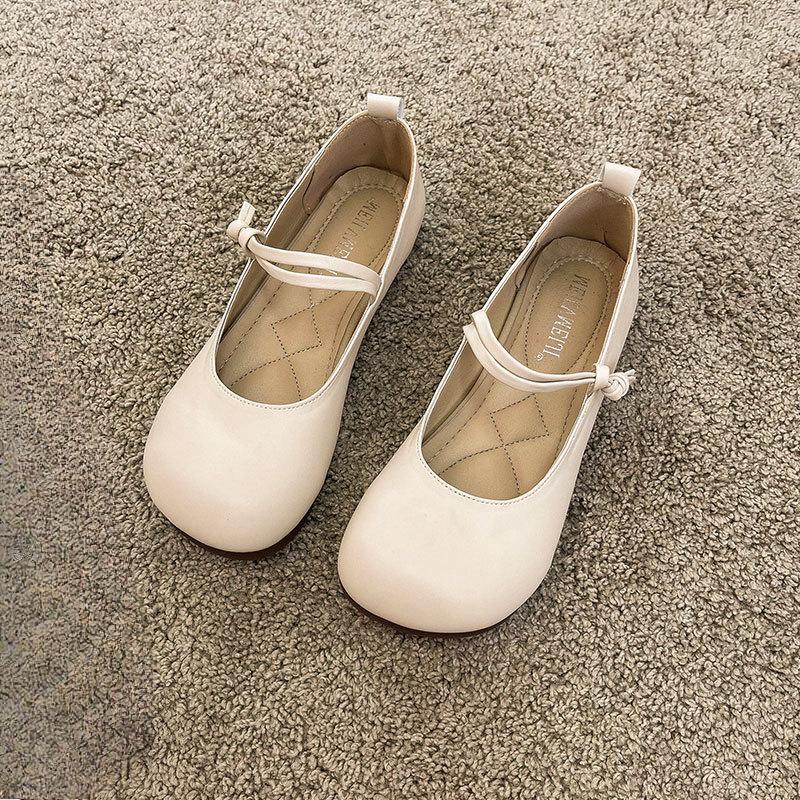 Neue Damen-Einzelschuhe mit weicher Sohle, Retro-Ausschnitt, vielseitig und lässig, Bohnenschuhe