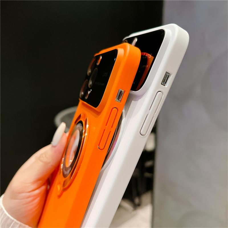 Für iPhone 15 Pro Max Luxus Magsafe Magnetische Quadratische PC Rahmen Stand Telefon Fall Für iPhone 11 12 13 14 15 Plus Objektiv Schutzhülle