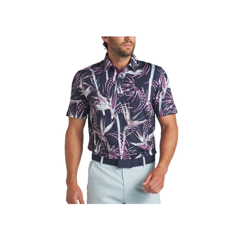 Puma Golf Series All Over Print Casual Straight Fit Short Sleeve Polo Shirt Men Polo Shirts Dark-Blue 624476-01