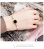 European American Retro Roman Numeral Rose Gold Titanium Steel Open Cuff Bracelet with Rhinestones - Women's Simple Korean Style