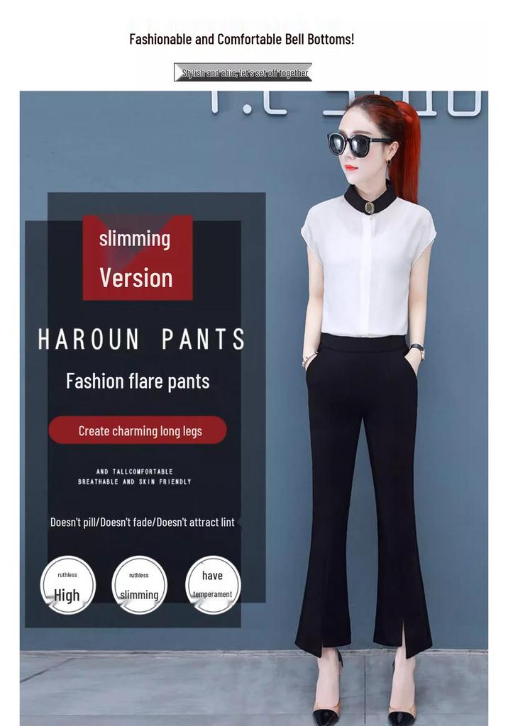 Women's High Waist Slimming Split Flare Pants - Spring/Summer 2026 Casual Cropped Style